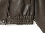 Women's Jacket Pebble Faux Leather Full-Sleeve Moto-Style Zipper Casual Coat
