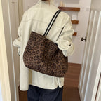 Women's Leopard Print Faux Leather Tote Shoulder Bag