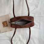 Women's Shoulder Bag Vintage Small PU Leather Zipper Underarm Tote Bag with Phone Pocket