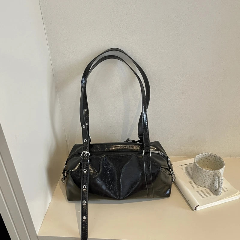 Women's PU Leather Underarm Shoulder Bag – Zipper, Adjustable Strap