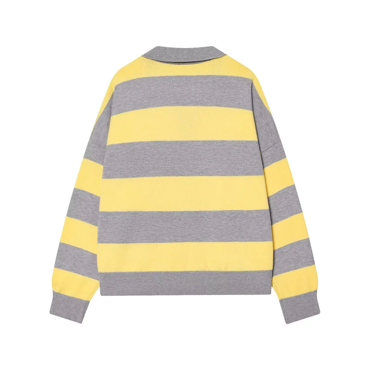 Women's Striped Polo Sweater Casual Long Sleeve Loose Pullover