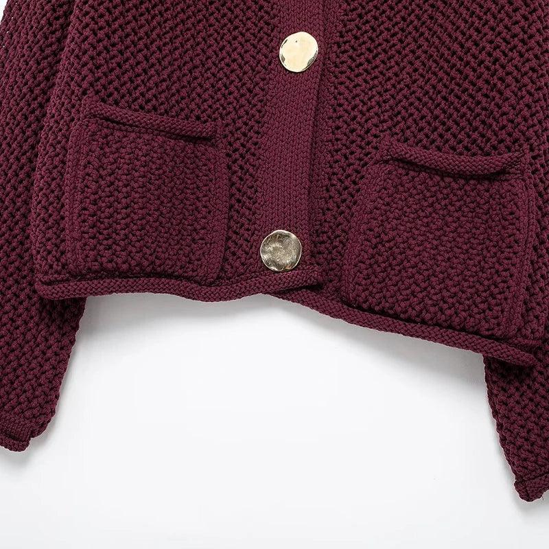 Single Breasted Knitted Sweater Long Sleeves Button Front Patch Pockets Knitwear S7e27f0a9885b4ee6a07e4eb831d49e57V STYLEINGER