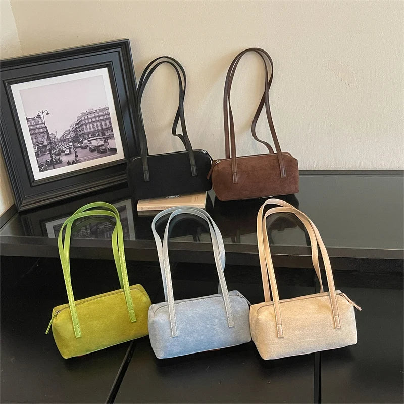 Women's Shoulder Bag Vintage Small PU Leather Zipper Underarm Tote Bag with Phone Pocket