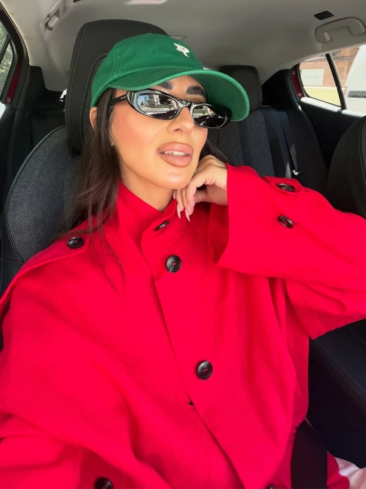 Women’s Stand Collar Single-Breasted Trench Jacket