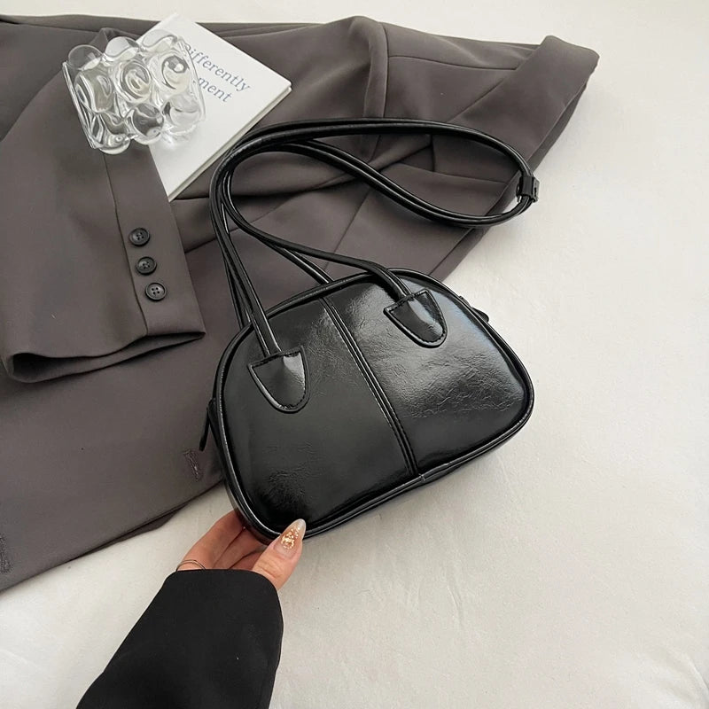 Mini Shoulder Bags Zippper Pu Leather Simple Solid Handbags black 21cmx15cmx7cm S7f23ea4fba994a76860b78aafda73ebfr STYLEINGER