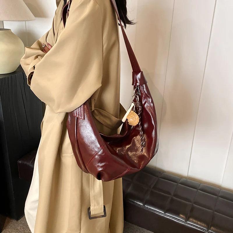 Hobo Bags Leather Extra Large Zipper Women Shoulder Bag with Tassel Accessories