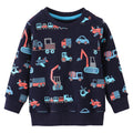 Boys' Sweatshirt Cotton Cartoon Excavator Print Pullover Full-Sleeve Autumn Kids Top