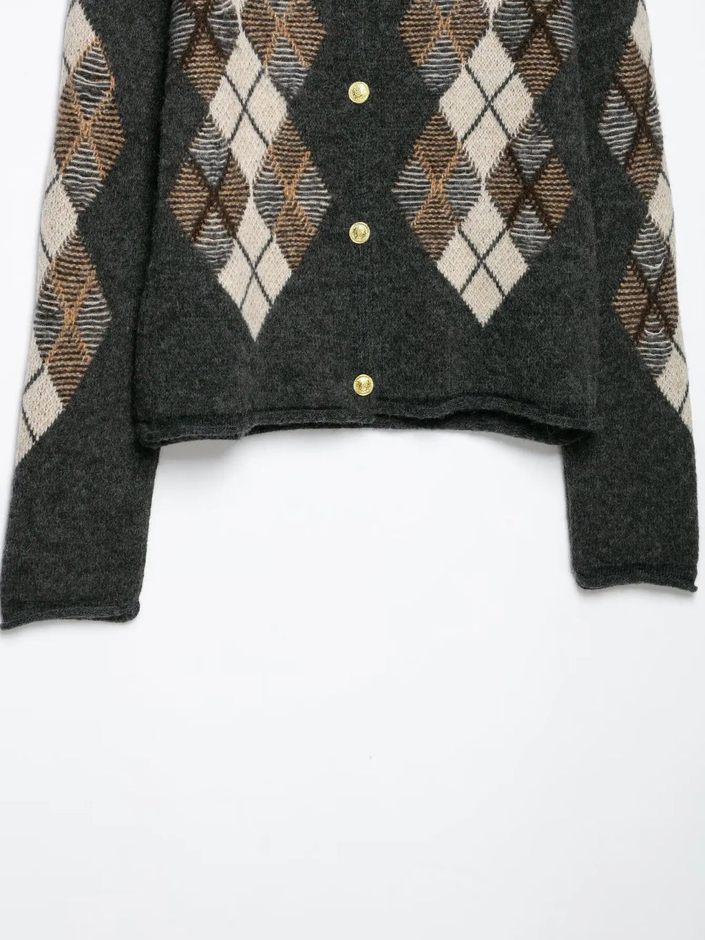Women's Diamond Argyle Knit Button-Front Cardigan Casual Fashion Sweater