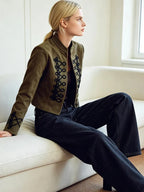 Women's Retro Military Cropped Jacket – Elegant Slim Fit