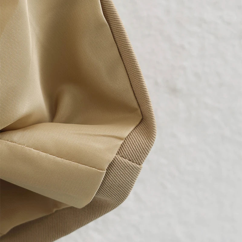 Khaki Belted Short Trench Coat for Women