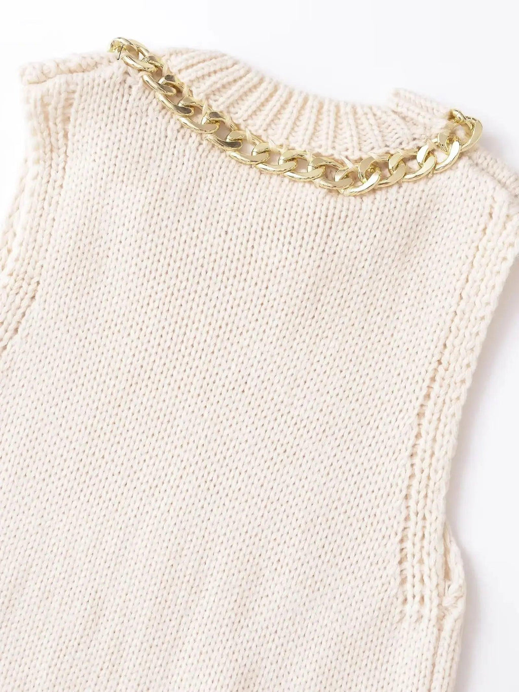 Chain Asymmetric Hem Knit Top Round Neck Sleeveless Tank Top S81b4e724a087433d83714c2a4e1640e05 STYLEINGER