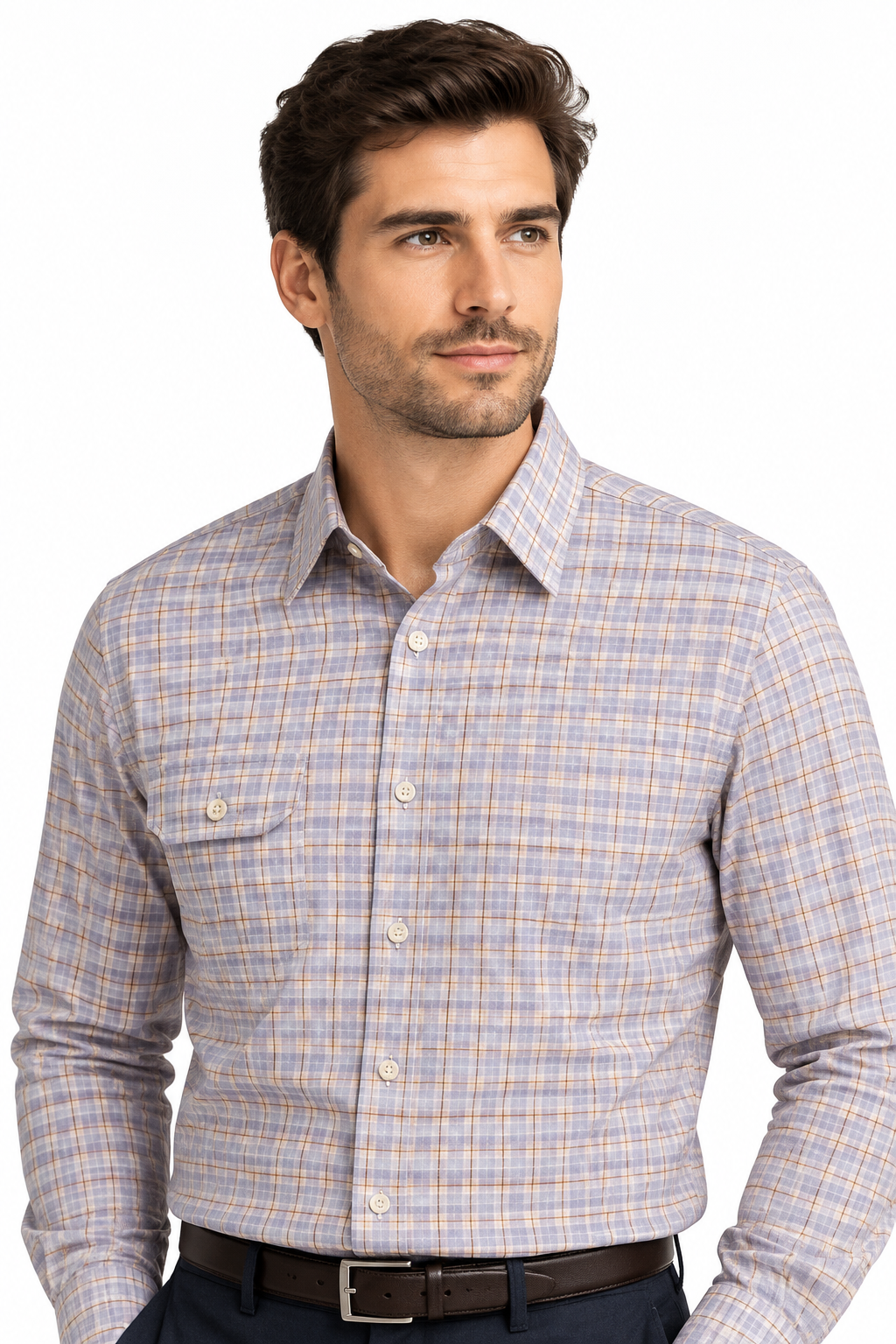 Men's Shirt Plus Size 100% Cotton Plaid Striped Oxford Turn-Down Collar Full-Sleeve Single-Breasted Casual Top