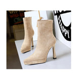 Women’s Suede Ankle Boots – Pointed Toe Platform Stiletto