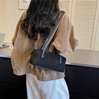 Women's Shoulder Bag Vintage Small PU Leather Zipper Underarm Tote Bag with Phone Pocket