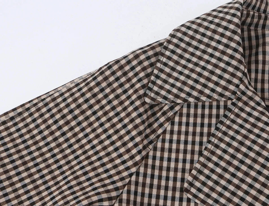 Women's Plaid Trench Coat Single-Button Casual Fashion Autumn Outwear