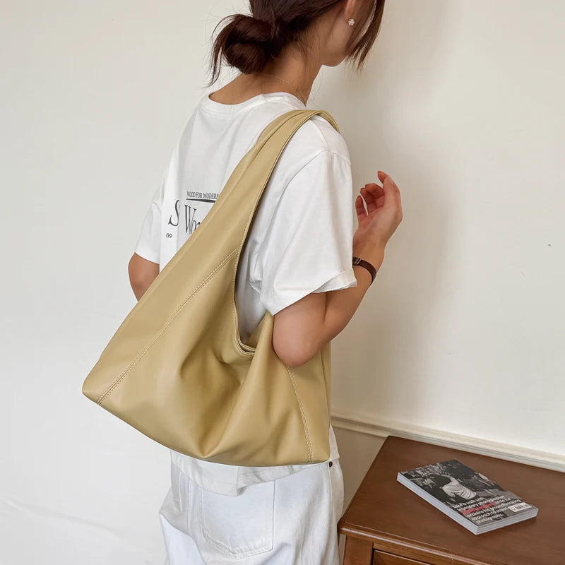 Women's Soft PU Leather Hobo Tote Bag – Hasp Closure, Water-Resistant, 37×25×11 cm