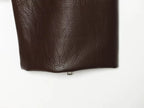 Women's Jacket Vintage Belted Faux PU Leather Front-Zip Turn-Down Lapel Full-Sleeve Casual Coat