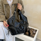 Women's Faux Leather Hobo Shoulder Bag with Zipper Closure
