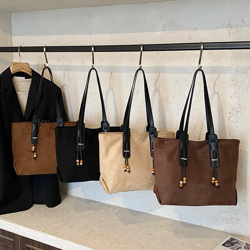 Women's Soft Faux Leather Tote Shoulder Bag with Zipper Closure