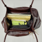 Styleinger Women's Tote Bag Vintage Large-Capacity Soft Hobo PU Leather Zipper Shoulder Bag with Phone Pocket & Charm