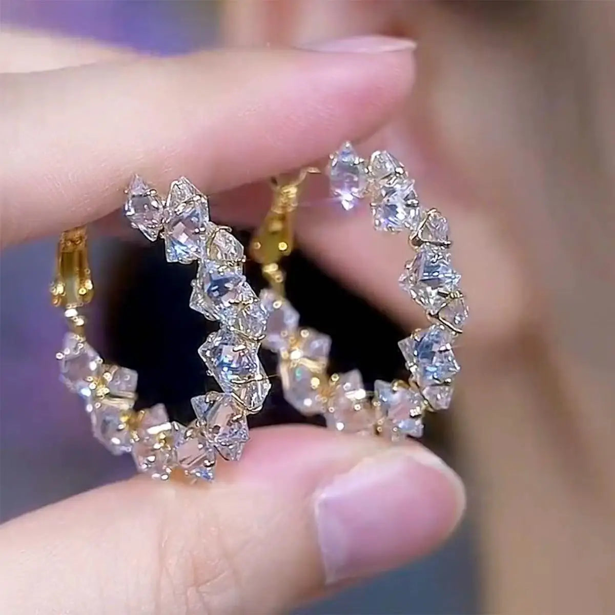 Women's Gold-Tone Cubic Zirconia Hoop Earrings