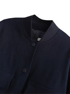 Women Fashion Solid Bomber Jackets Coat With Pockets V-Neck Single Breasted Long Sleeves