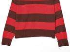 Women's Striped Polo Sweater Casual Long Sleeve Loose Pullover