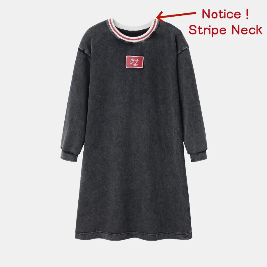 Chalet Geschwister-Matching Sweatshirts - Gewaschenes Schwarz Pinstripe Kinder-Set