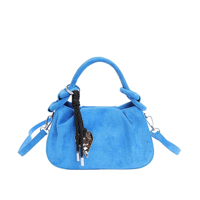 Women's Faux Suede Leather Crossbody Bag with Short Handle