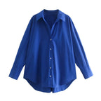 Camicia Oversize Donna con Bottoni - Top Casual Estivo a Maniche Lunghe