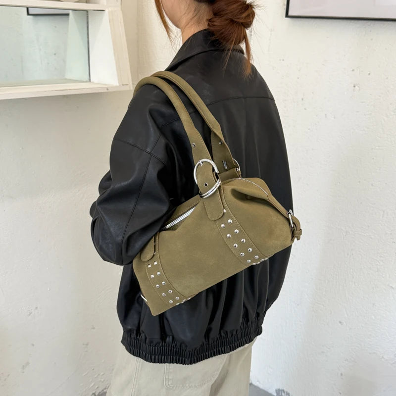 Women's Faux Leather Boston Shoulder Bag