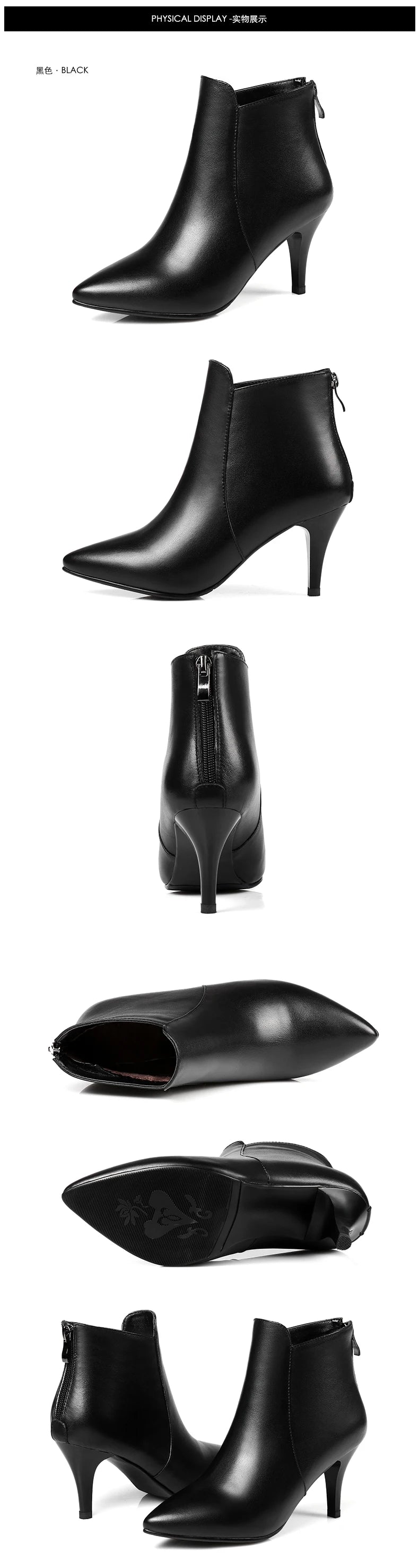 Arden Furtado Women's Genuine Leather Ankle Boots – Pointed Toe Chunky Heels