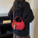 Women's Retro PU Leather Small Saddle Bag – Crossbody Shoulder Handbag with Pendant