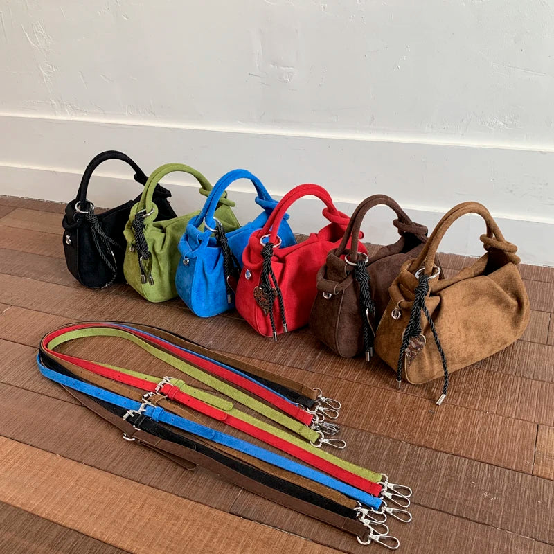 Women's Faux Suede Leather Crossbody Bag with Short Handle