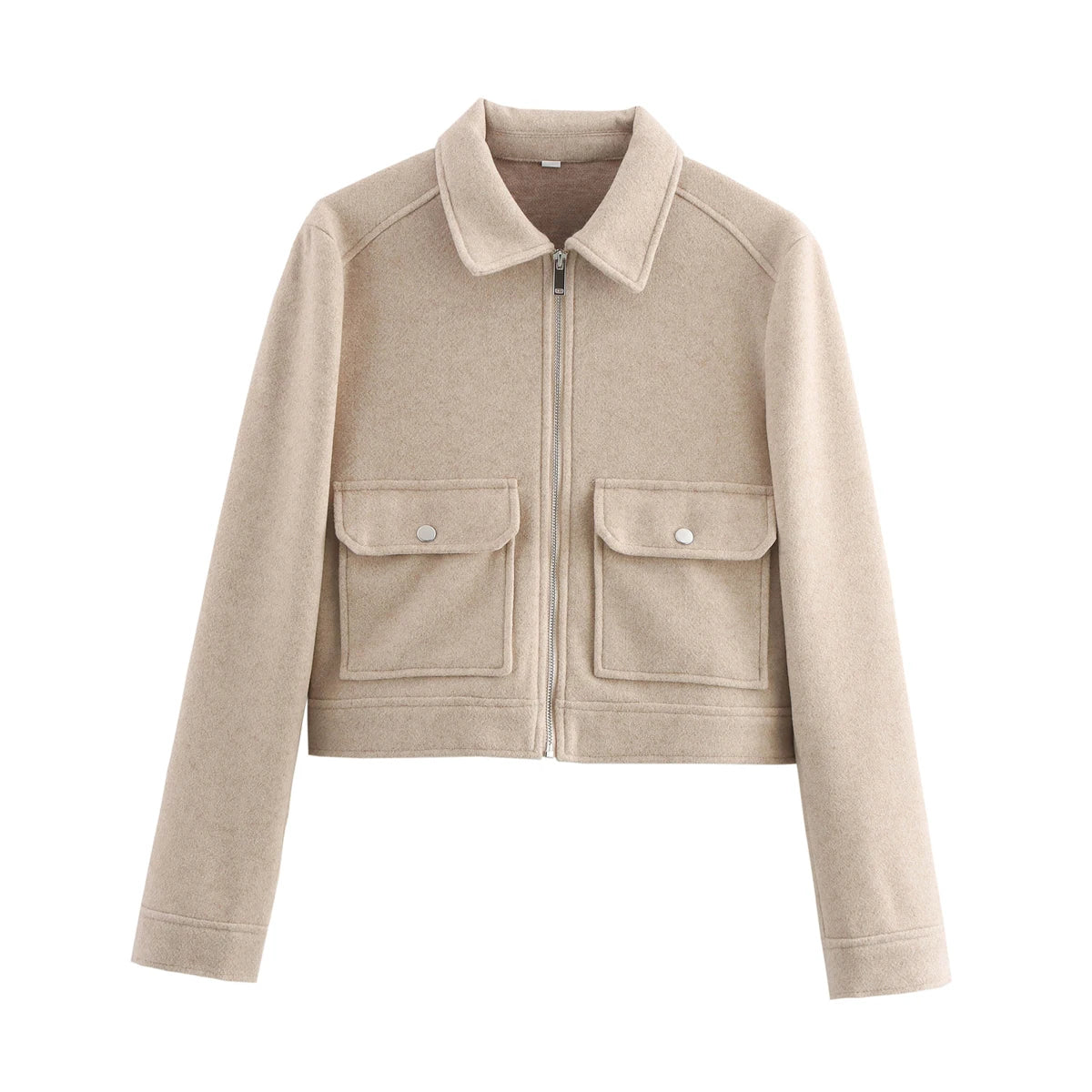Women's Zipper Jacket Coat Winter Long Sleeve Pocket Outerwear Coat Short Street Elegant