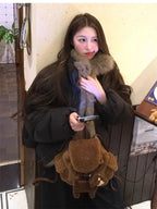 Women's Cropped Puffer Jacket with Faux Fur Collar