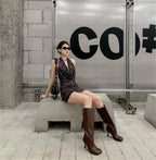 Women's Square Toe Knee-High Boots with Slim Heels