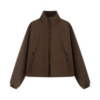Women's Fashion Jackets Coats Front Zipper With Pockets Solid High Neck Long Sleeves Chic Lady Outfits