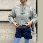 Women's Cardigan Knit Open-Stitch Button O-Neck Loose Full-Sleeve Casual Autumn Winter Sweater