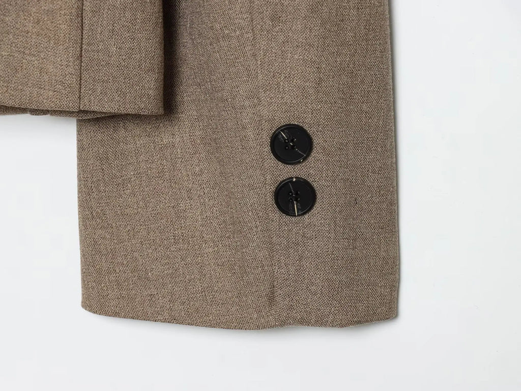 Women's Autumn Blazers Jackets 2026 High Neck Double Button Fashion Elegant Blazers