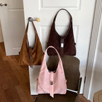 Women's Soft Faux Suede Hobo Tote Bag – Large Capacity, Retro Vintage