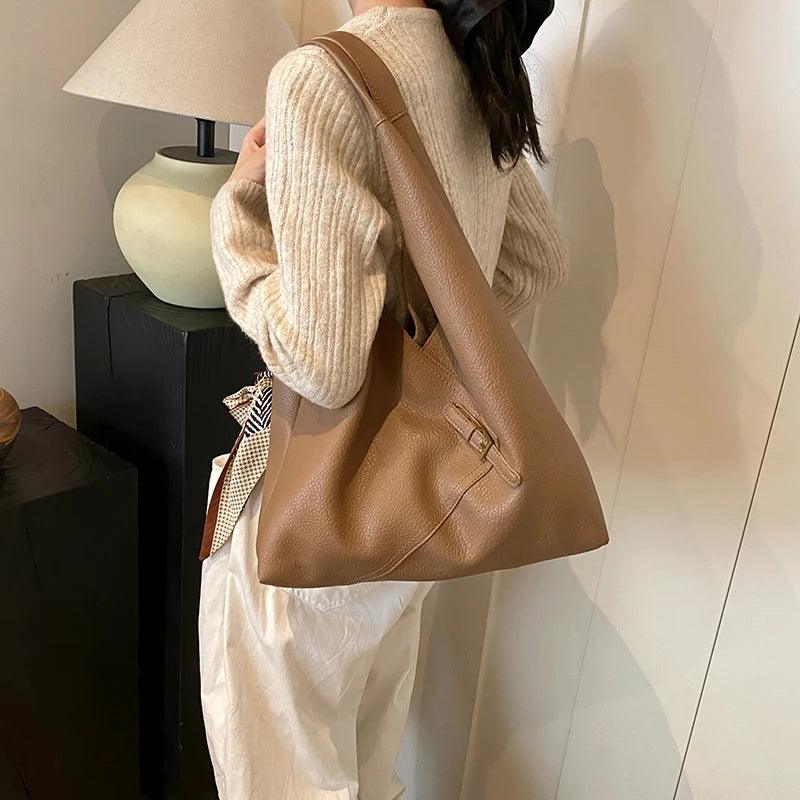 Large Leather Shoulder Bags Women Snap Hobo Bag with Inner Mini Purse 2 in 1