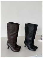 Women's Square Toe Knee-High Boots with Slim Heels