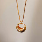 Women's Gold-Tone Circle Pendant Long Necklace