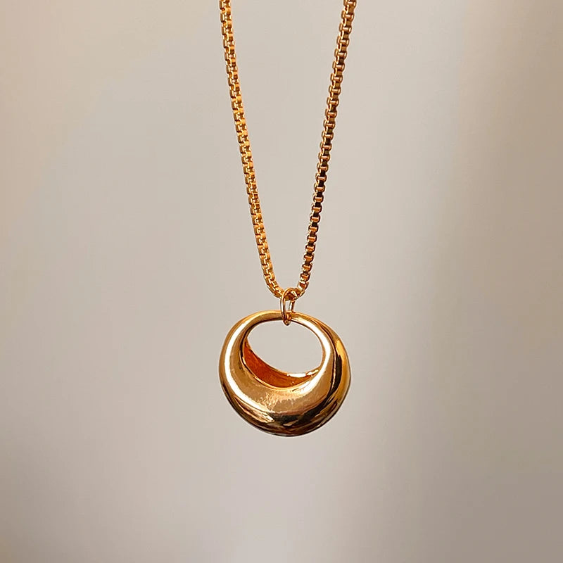 Women's Gold-Tone Circle Pendant Long Necklace