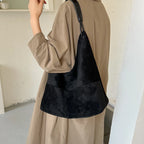 Women's Hobo Bag Vintage Large-Capacity Soft Faux-Suede Hasp Shoulder Bag with Phone Pocket