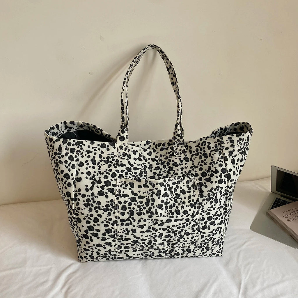 Women's Large Capacity Canvas Tote Bag – Retro Casual Shopper Shoulder Bag