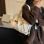 Women's Faux Leather Tote Shoulder Bag with Charm