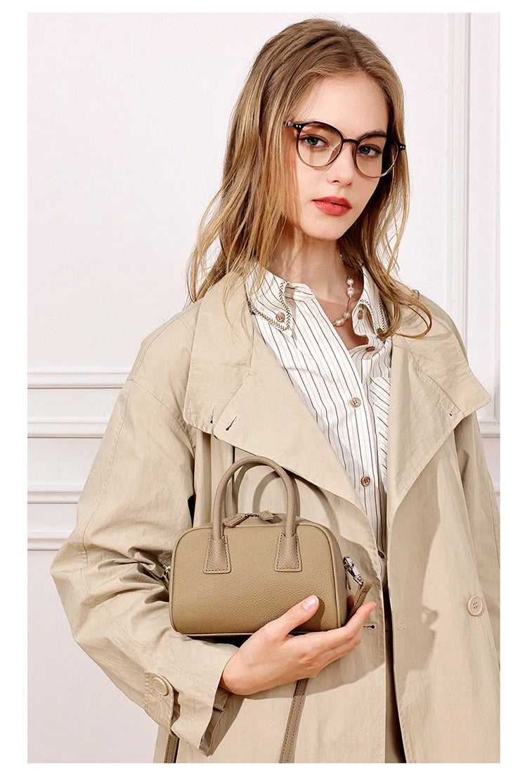 Women's Genuine Cowhide Leather Satchel – Pillow Crossbody Shoulder Bag