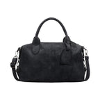 Women's Boston-Style PU Leather Shoulder Bag with Zipper